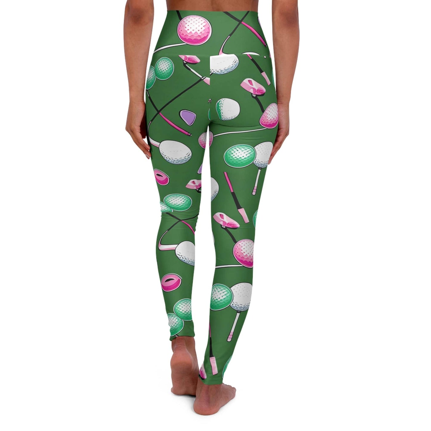 Pastel Graphic Golf Pattern High Waisted Yoga Leggings for Women