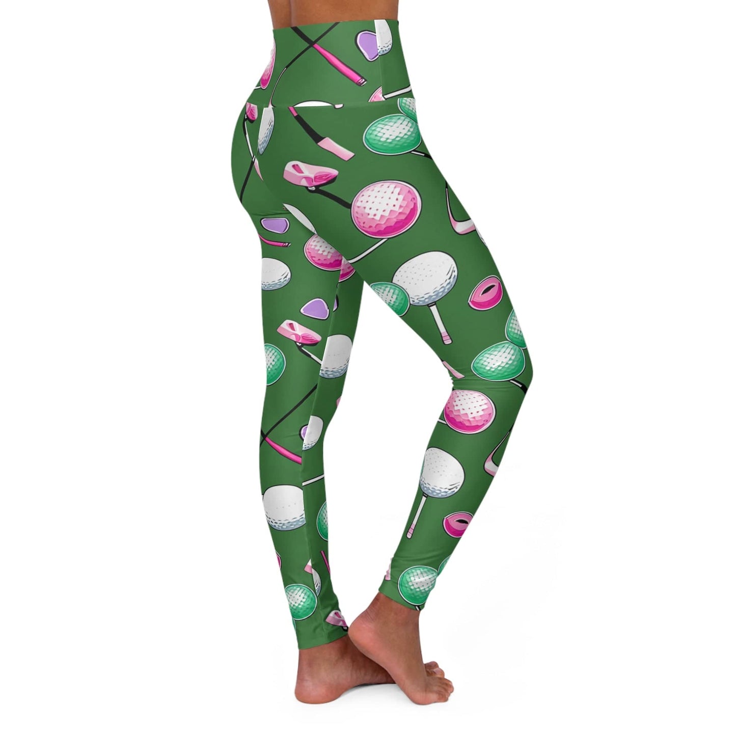 Pastel Graphic Golf Pattern High Waisted Yoga Leggings for Women