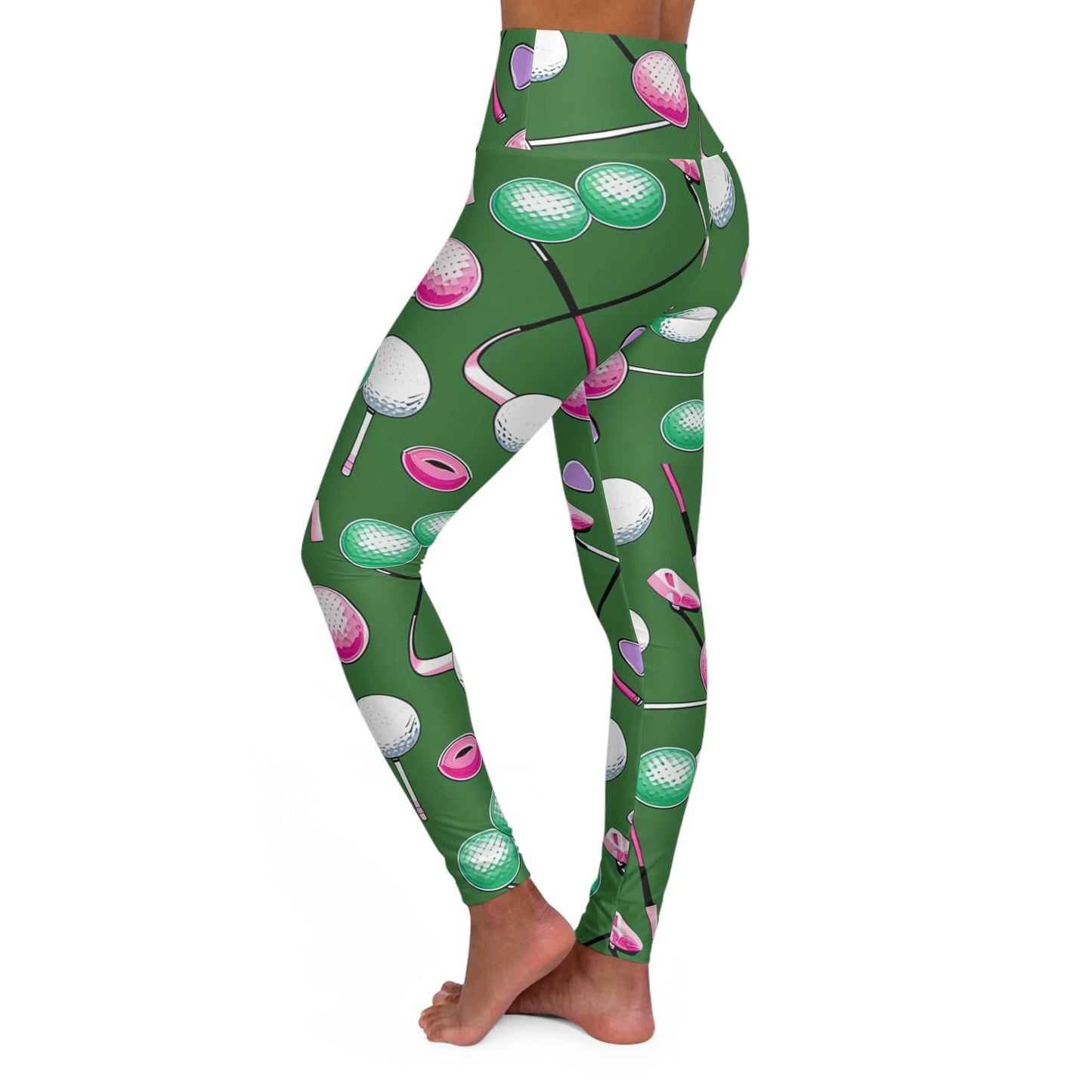 Pastel Graphic Golf Pattern High Waisted Yoga Leggings for Women