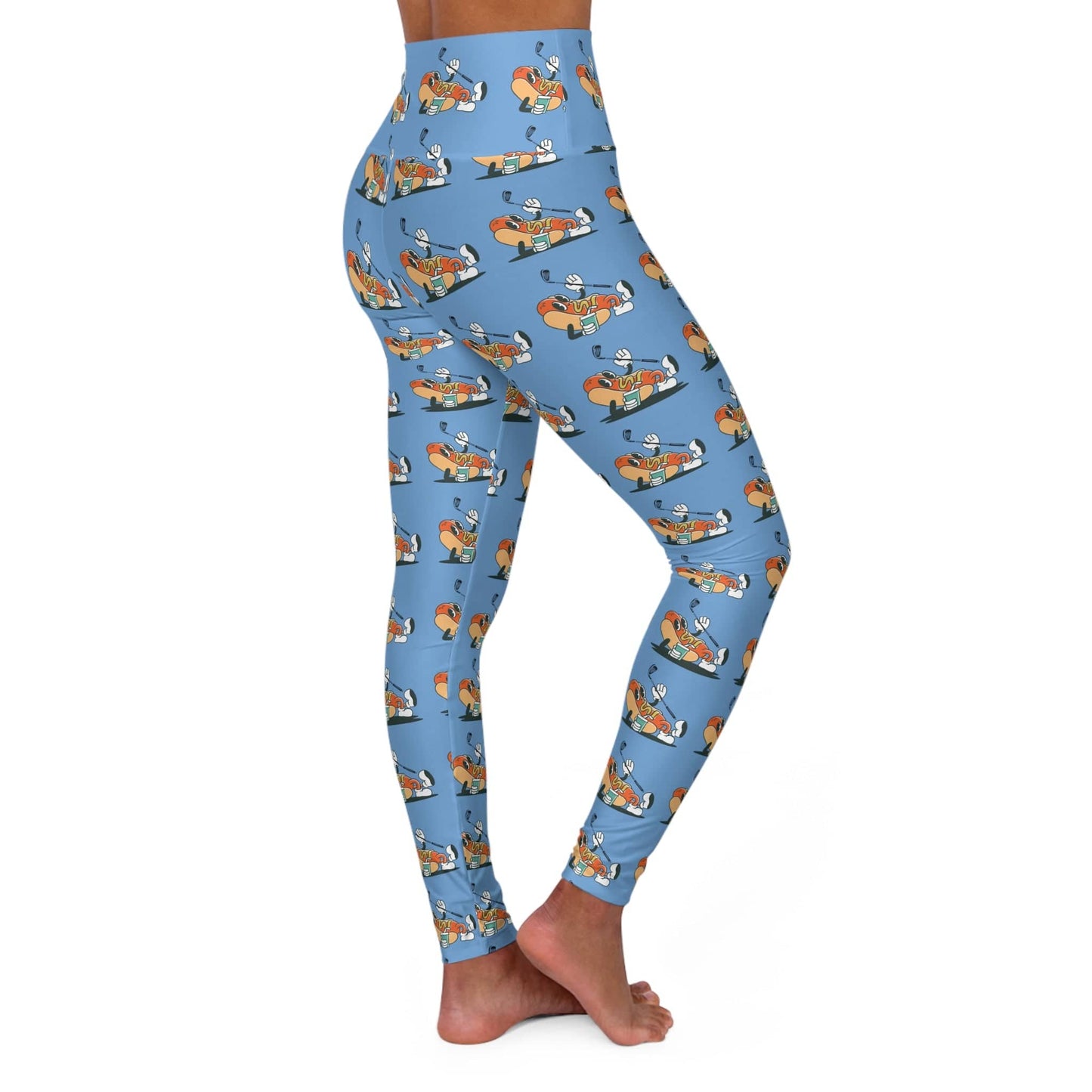 Blue Glizzy at the Turn High Waisted Yoga Leggings