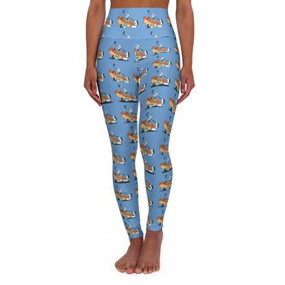 Blue Glizzy at the Turn High Waisted Yoga Leggings