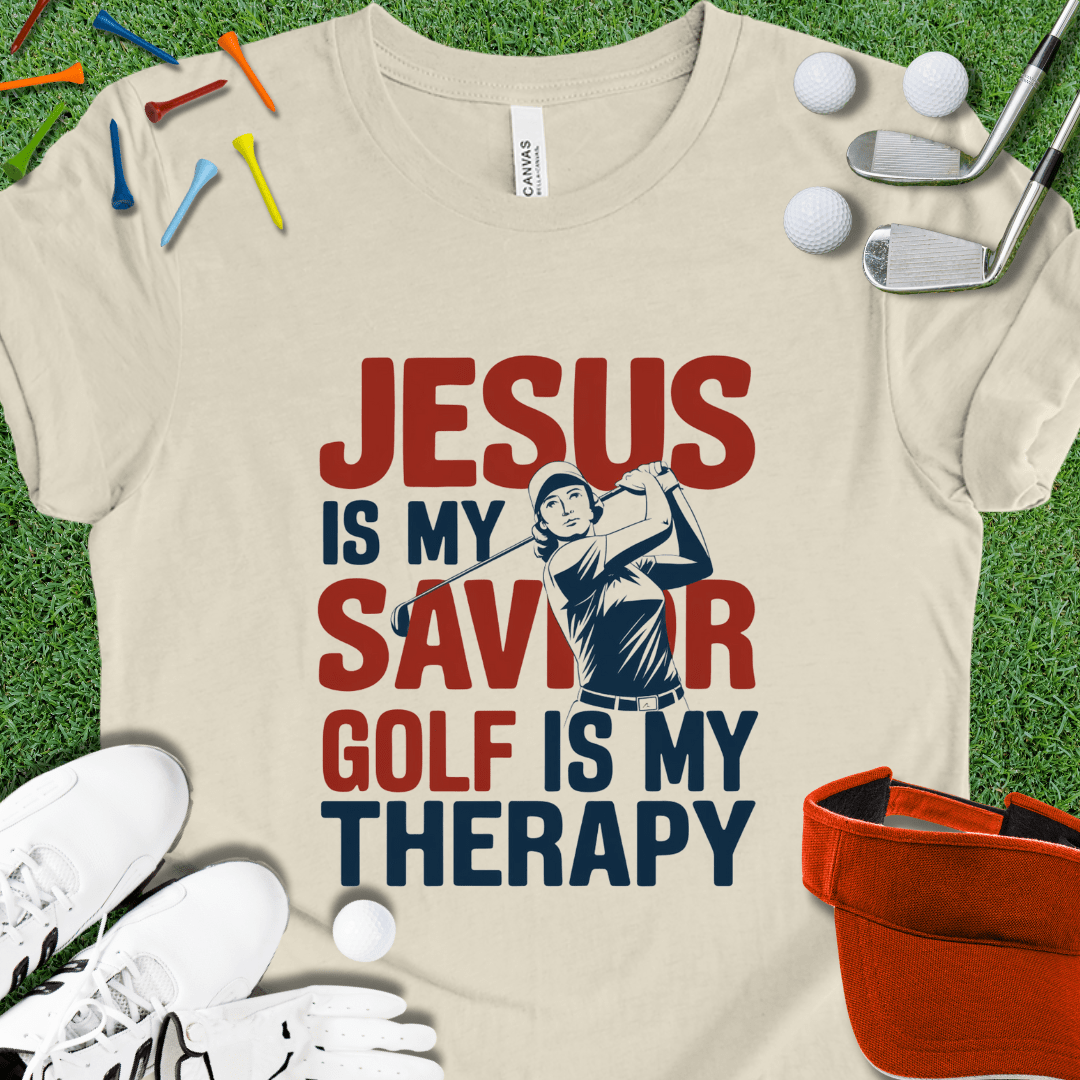 Jesus is My Savior Golf Is My Therapy Women's T-Shirt