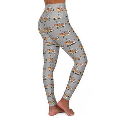 Gray Graphic Glizzy at the Turn Golf Pattern High Waisted Yoga Leggings for Women