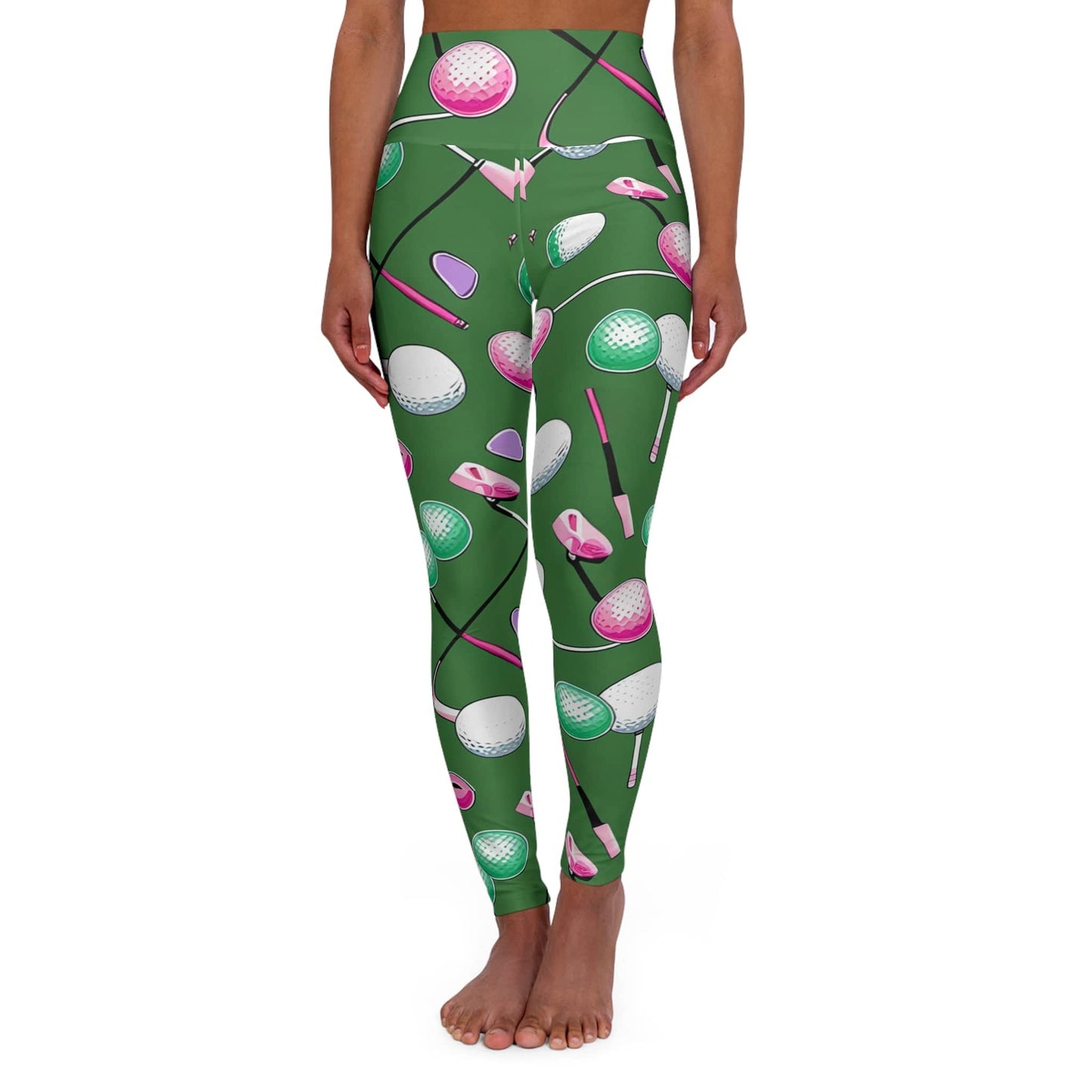 Pastel Graphic Golf Pattern High Waisted Yoga Leggings for Women