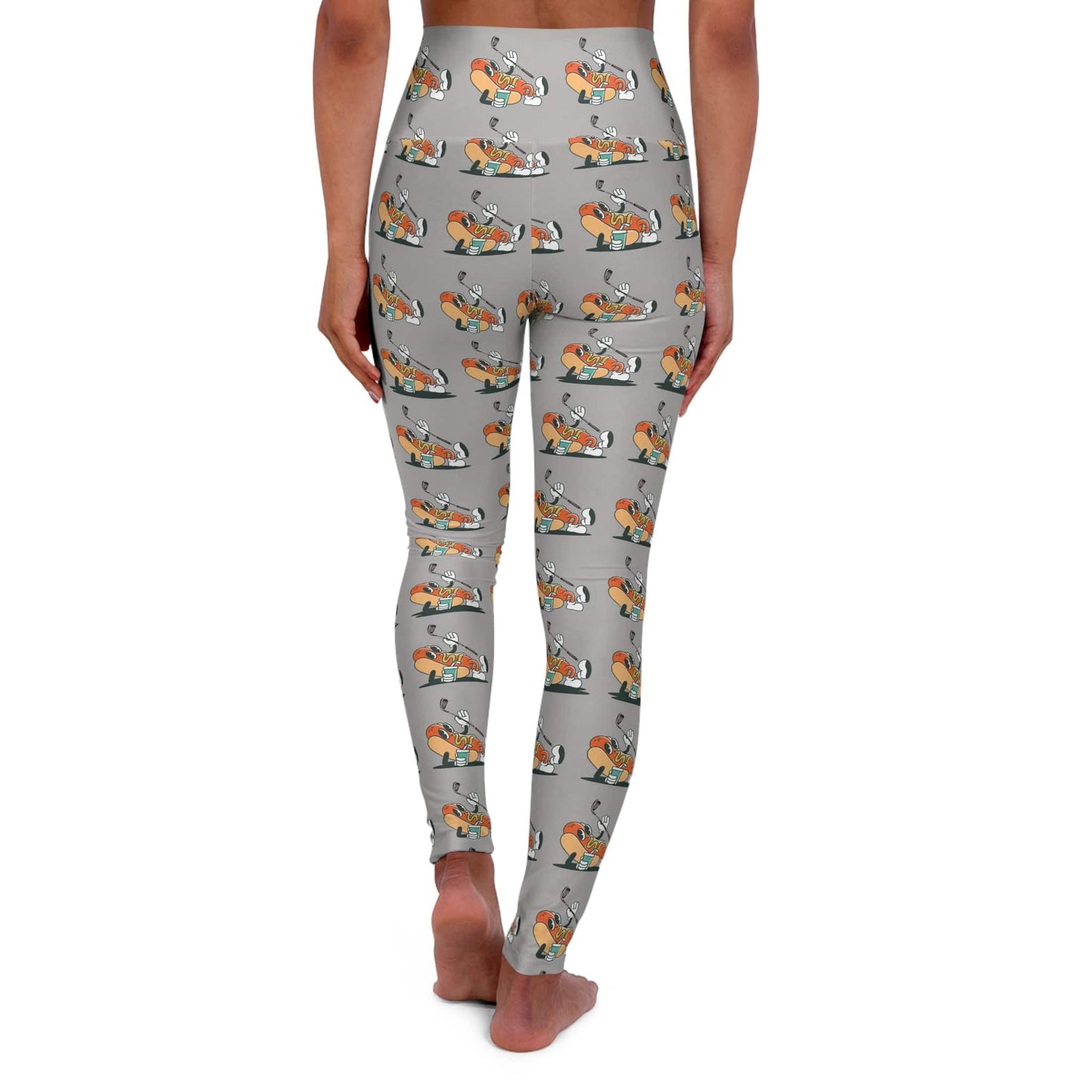 Gray Graphic Glizzy at the Turn Golf Pattern High Waisted Yoga Leggings for Women