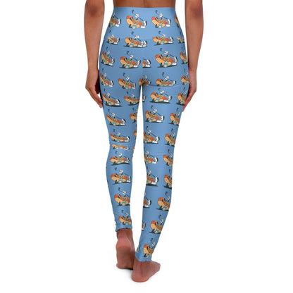 Blue Glizzy at the Turn High Waisted Yoga Leggings