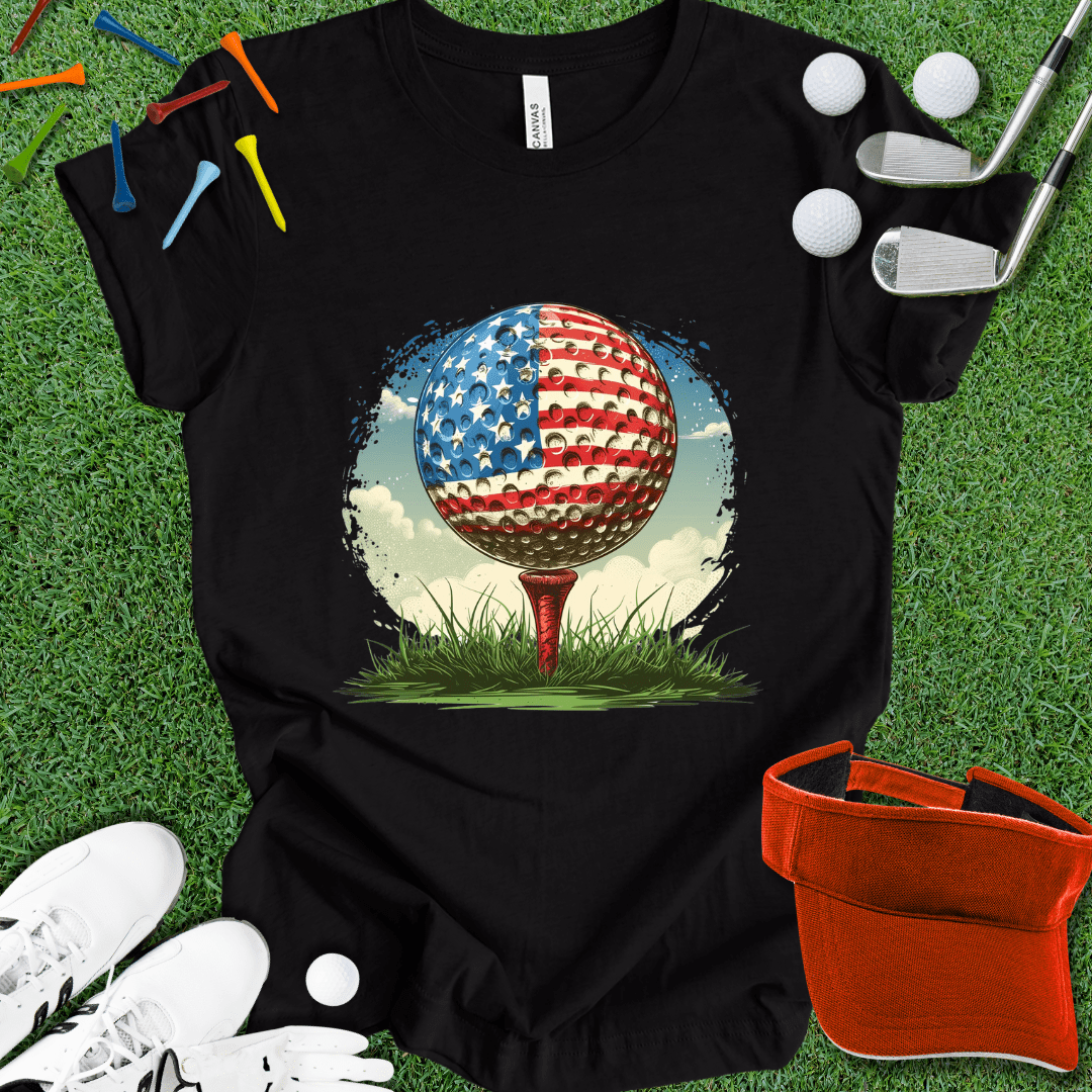 American Flag Golf Ball T-Shirt