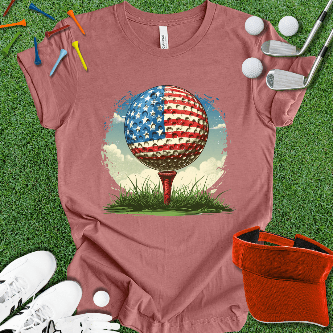 American Flag Golf Ball T-Shirt