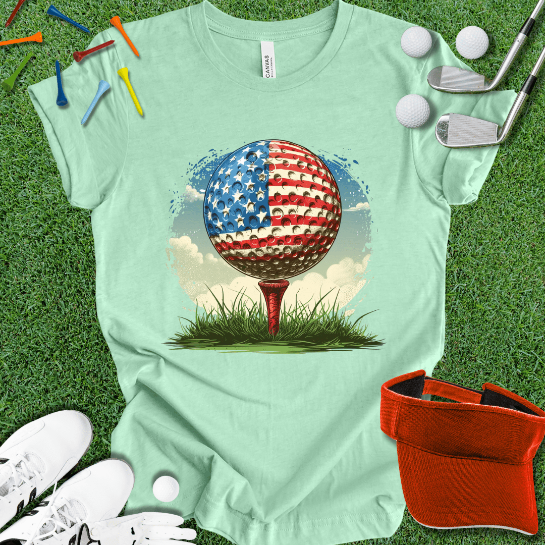 American Flag Golf Ball T-Shirt