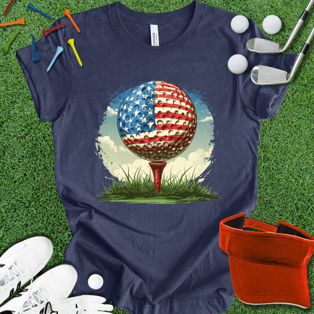 American Flag Golf Ball T-Shirt