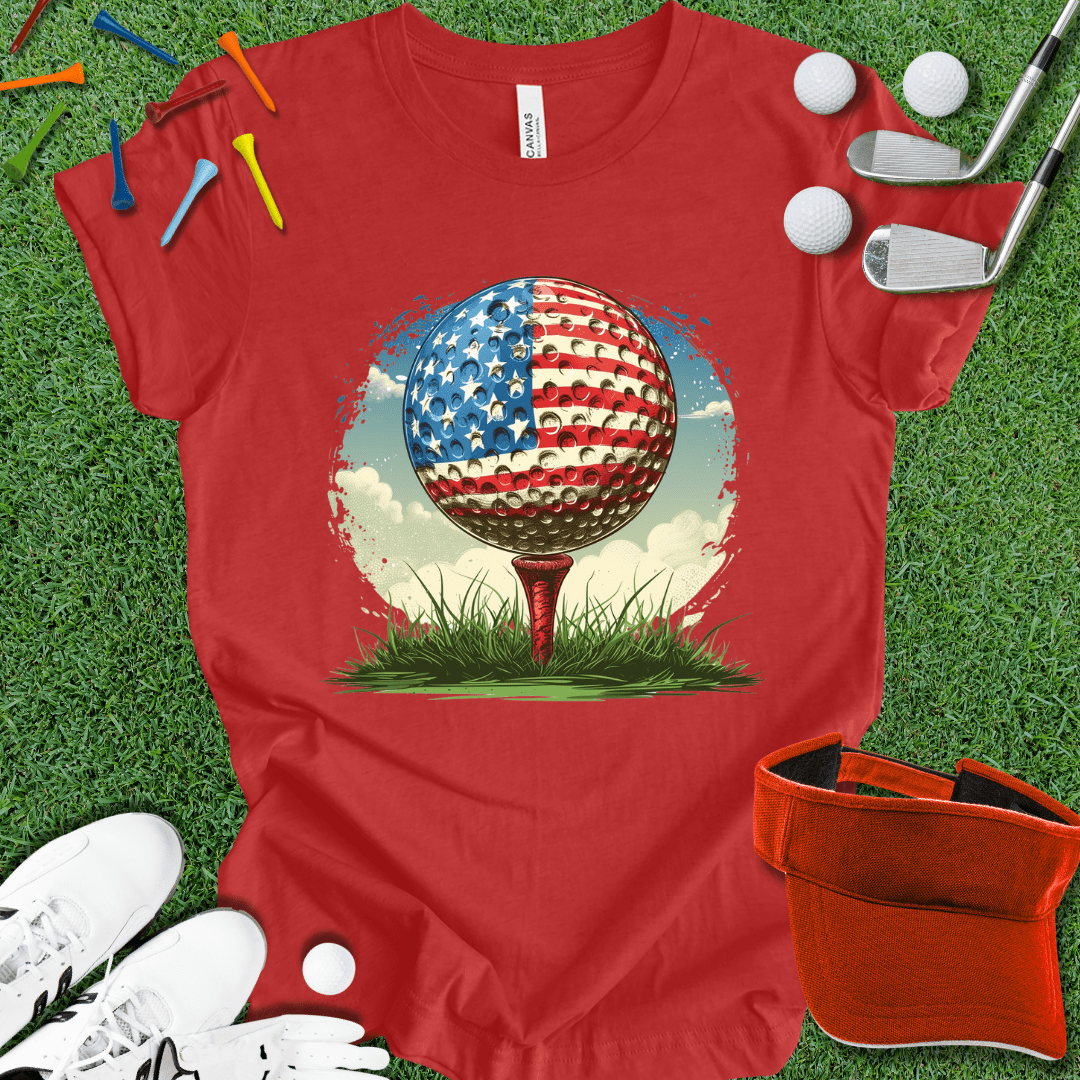 American Flag Golf Ball T-Shirt