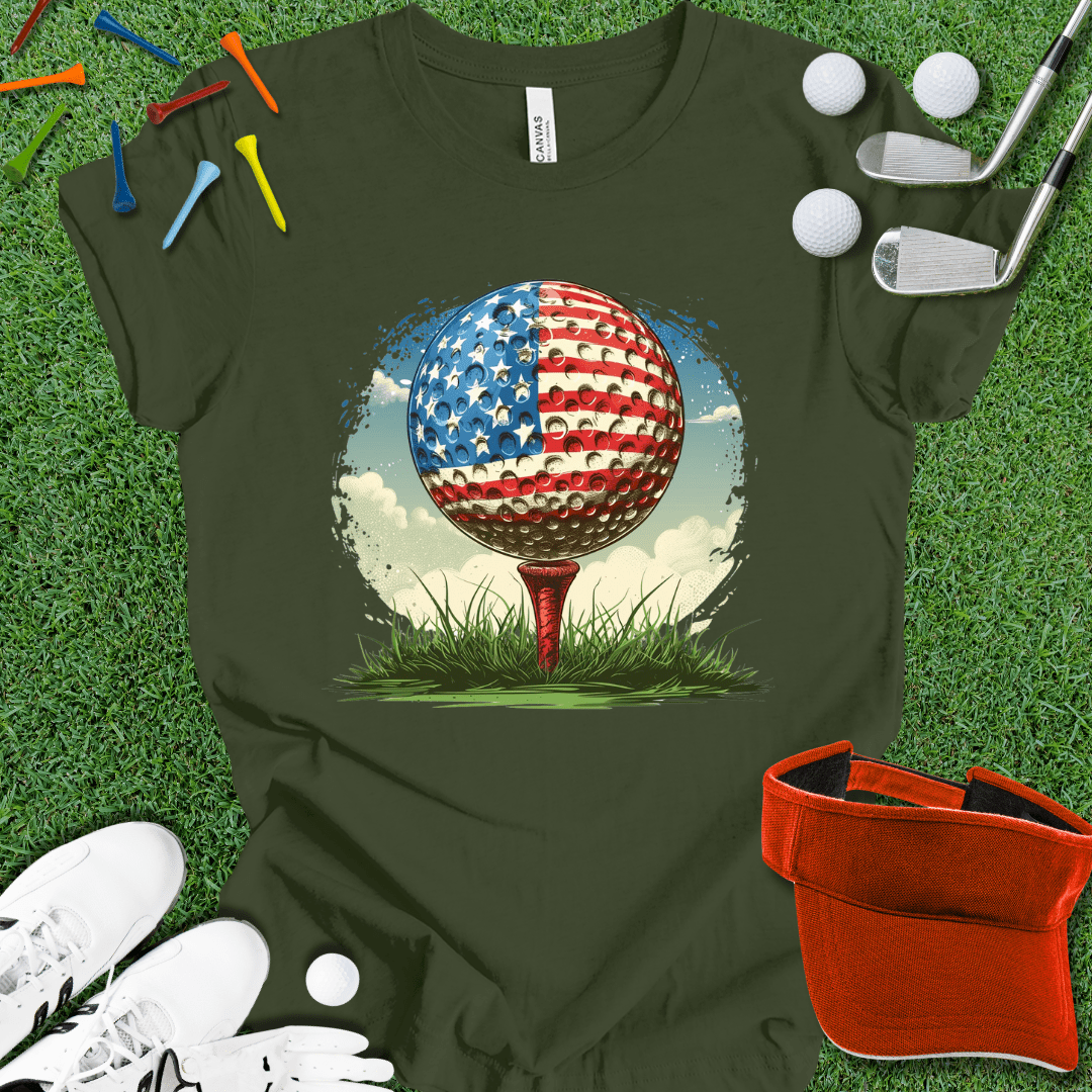 American Flag Golf Ball T-Shirt