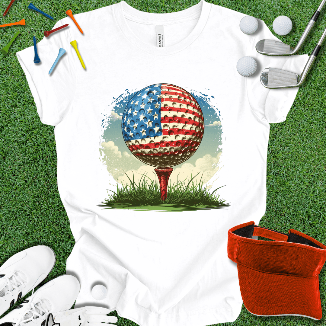 American Flag Golf Ball T-Shirt